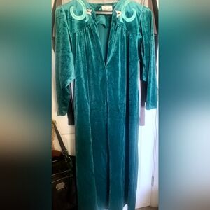 Elegant Teal Velvet Robe